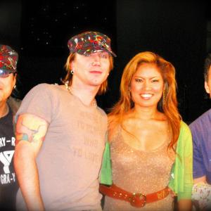B InTune TV host ZARAH with friends  the Goo Goo Dolls on their tour rehearsal Hats by GG TM by SL