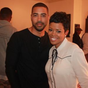Brad James and Malinda Williams on the set of the family holiday movie Marry Me For Christmas 2013