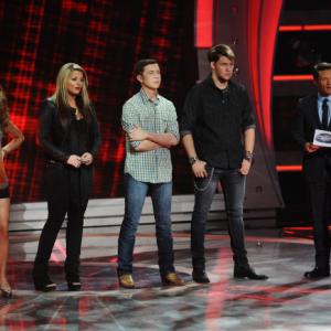 Still of Ryan Seacrest Haley Reinhart Lauren Alaina James Durbin and Scotty McCreery in American Idol The Search for a Superstar 2002