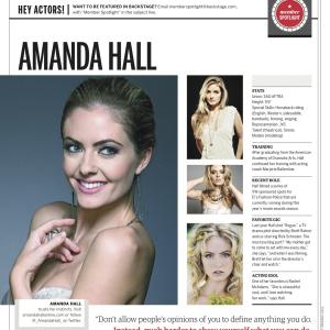 Amanda Hall Backstage Magazine