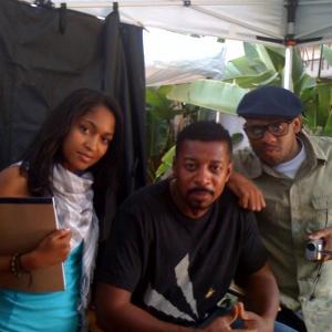 PA/ADs Hope Harris and Ezekiel Phillips on set with Writer/Director Robert Townsend