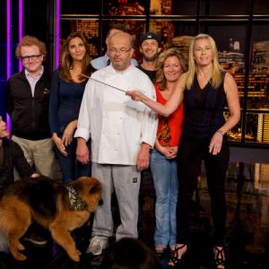 Chelsea Handler with, Sarah Colonna, Josh Wolf, Roy Handler, Heather McDonald, Brad Wollack, Jeff Wild and Chuy on the set of Chelsea Lately