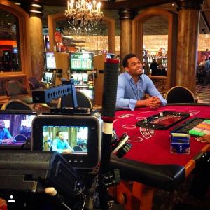 Joshua Triplett on set in Las Vegas Casino