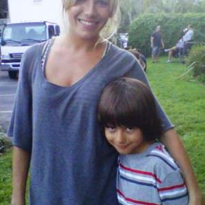 Gage Michael Petrone on the set of Yellow with Sienna Miller
