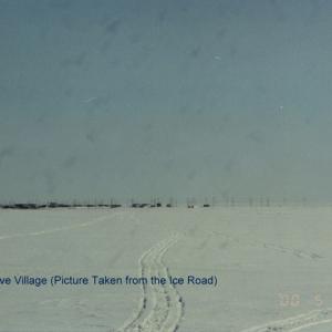 Arriving on the ice road village of Nuiqsut Alaska