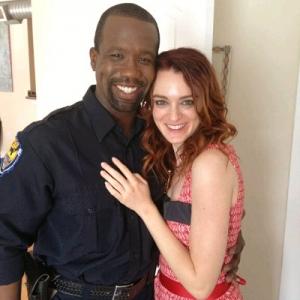 Amber Chaney and Bradford Haynes on the set of Cupids Requiem