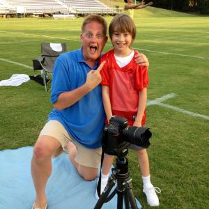 Photographer Tom Hussey and Robert Szot in NFL Play 60 Quaker Oats photo shoot
