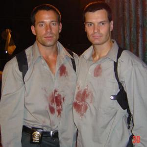 Johnny Messner and Chris Cordell get serious on the set of Tarzan