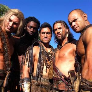 Joseph Naufahu Ioane King and Alex Way in Spartacus Blood and Sand 2010