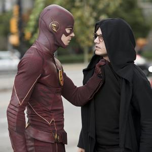 Still of Grant Gustin and Andy Mientus in The Flash 2014