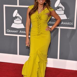 Recording artist ZARAH arrives at the 51st Annual Grammy Awards in Los Angeles. Jewelry by Avakian.