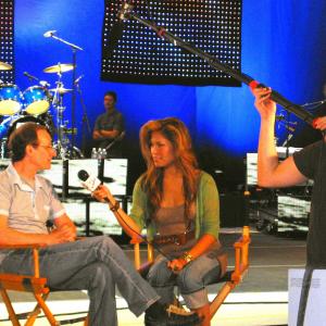 B InTune TV host ZARAH interviewing David Ellison Goo Goo Dolls tour manager behind the scenes
