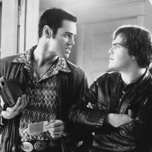 Still of Jim Carrey and Jack Black in The Cable Guy 1996