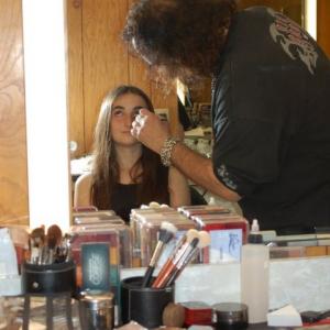 On the set of Stitch with makeup artist Myke the Wolf Michaels