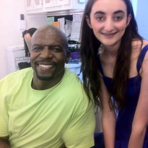 With actor Terry Crews on the set of Brooklyn NineNine