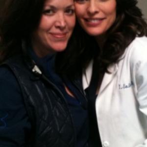 Alana DeLaGarza (R) with her stand-in (Jennifer Butler) on set of Do No Harm.
