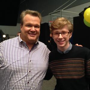 Eric Stonestreet and Joey Luthman on set of Modern Family in January 2014.