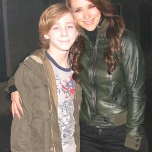 Joey Luthman with Jennifer Love Hewitt on set of Implosion episode 100 of Ghost Whisperer ABC