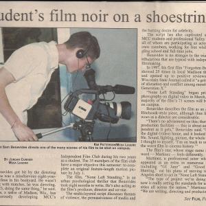 2002 Article on Benavides' student film NONE LEFT STANDING