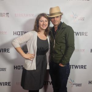 Carly is actor and friend Hans Obma at the 'Hotwire' friends and family screening in Los Angeles, CA