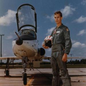 2nd Lt Peter Spang Goodrich Moody AFB GA Undergraduate Pilot Training Class 68A in front of a T-38 Talon