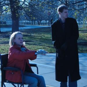 Hannah Morris and Michael Jolls on the set of Trust Issues