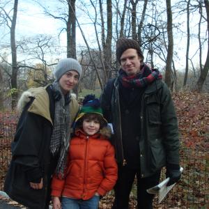 Joseph with director, Poppy de Villeneuve and writer, Jesse Wann on set of NY Times Short Film,The Park-Episode 5