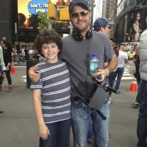 That's a wrap--Joseph with director, Jonathan Liebesman after shooting his scene in Times Square.
