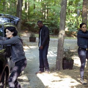 Still of Rob Brown Jaimie Alexander and Audrey Esparza in Blindspot 2015