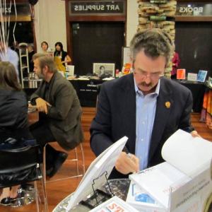 Signing a copy of Storyboarding Essentials at Ex Libris in Savannah Georgia