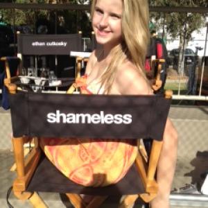 Madison Curtis on the set of SHAMELESS playing Mary Kate