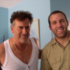 Chris Marks with Bruce Campbell on the set of Burn Notice.