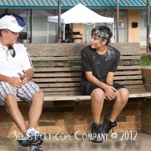 Tanner Fontana and Director Garry A Brown on the set of Charle A Toy Story