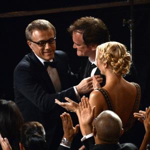 Quentin Tarantino Christoph Waltz and Lianne Spiderbaby at event of The Oscars 2013