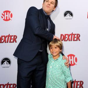 Jadon with actor Michael C Hall at the Dexter 8th season red carpet premiere party