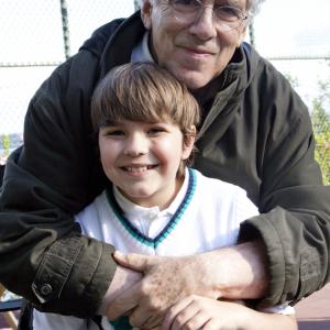 Justin with Elliott Gould on the set of Switchmas
