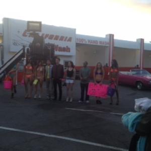 on set of All American Bikini Carwash movie