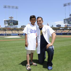 JW Cortes and his son moments before JW sang the National Anthem for the LA Dodgers vs San Diego Padres game in front of nearly 48000 fans!
