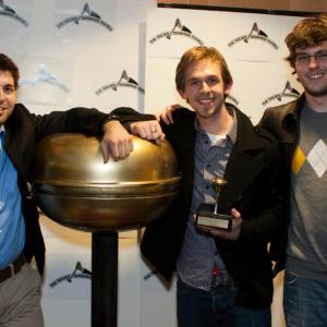 Jeremy Vincent Coman accepting 3rd place at the Golden Doorknob Awards with producer Peter Gargaro and cinematographer Alex Pickering. -2012