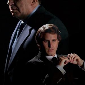 Terry Hamilton as Richard Nixon and Andrew Carter as David Frost in the Chicago Premiere of Frost/Nixon