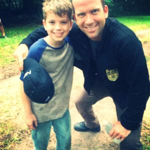 Aidan Langford and Lucas Black on set of NCIS New Orleans