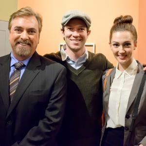 Patrick McKenna Tommy Lioutas and Katherine Barrell on set of Issues 2013