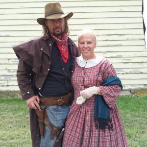 ON SET Red Creek Day 1 of production Deborah Lee Douglas and My PalStar of Red Creek Tom J Post at Camp Floyd Stagecoach Inn State Park and Museum UT 92013