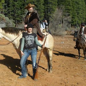 Christa Petrillo on movie shoot where she provided the horses and managed the horses for the film