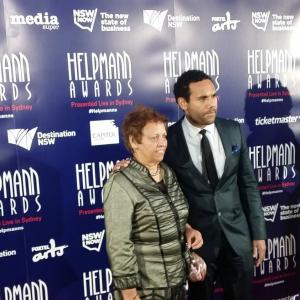 Lasarus Ratuere and his Mother at the 2015 Helpmann Awards, Sydney, Australia.