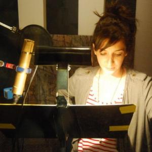Suzanne Cotsakos recording the voice of Figley in MUTASIA The Mish Mash Bash