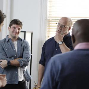 Actors Chris Elliott Donnell Rawlings Nick Fondulis with Director Michael Ratner