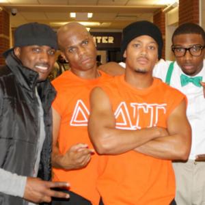 Quinten Johnson with other cast members of Frat Brothers