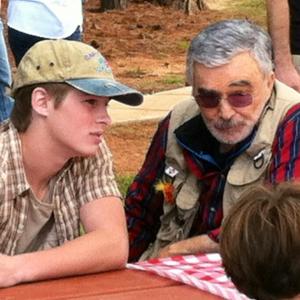Michael Provost and Burt Reynolds on the set of Elbow Grease