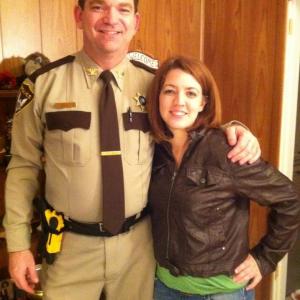 Nick Nicholson and Courtney Sandifer on the set of The Haunted Trailer